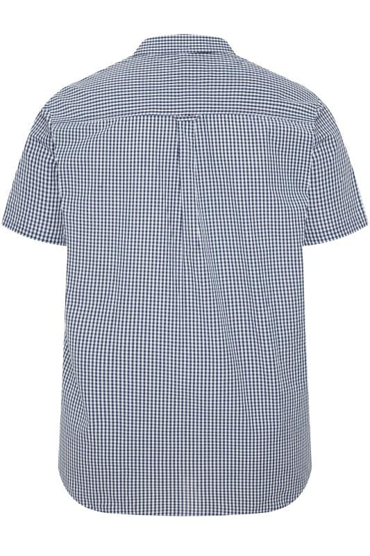 BadRhino Big & Tall Navy Blue Short Sleeve Gingham Shirt 7