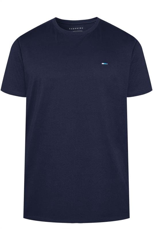 BadRhino Plain Navy Crew Neck T-Shirt | Sizes M to 8XL | BadRhino