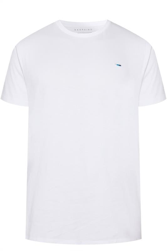 BadRhino Plain White Crew Neck T-Shirt | Sizes M to 8XL | BadRhino