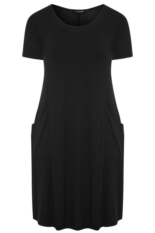 YOURS FOR GOOD Curve Black Drape Pocket Dress_b8c3.jpg