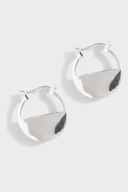 Silver Semi Circle Hoop Earrings | Yours Clothing 2
