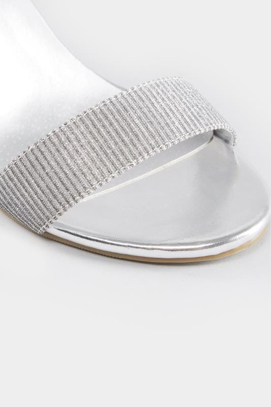 Silver Metallic Heeled Sandals In EEE Fit, Wide Fit 4EEE, 5EEE, 6EEE ...