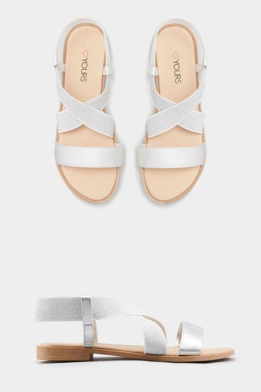 Silver Shimmer Elastic Sandals In Extra 