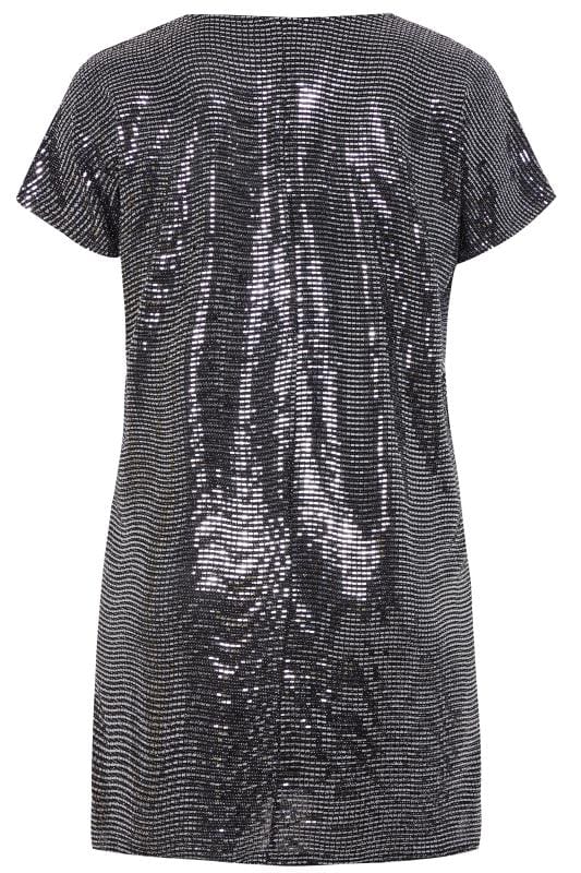 Silver Sparkle Embellished Shift Dress | Yours Clothing