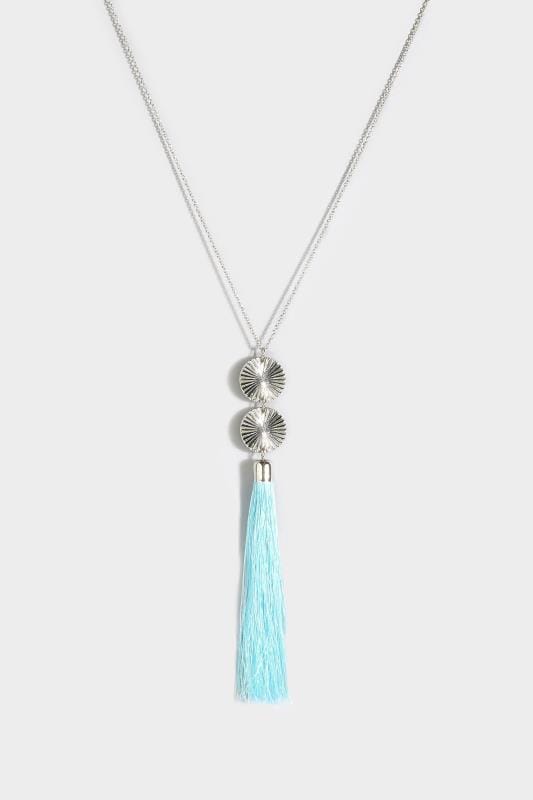 Silver & Turquoise Tassel Necklace | One Size | Yours Clothing 2