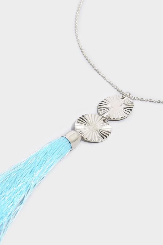 Silver & Turquoise Tassel Necklace | One Size | Yours Clothing 3