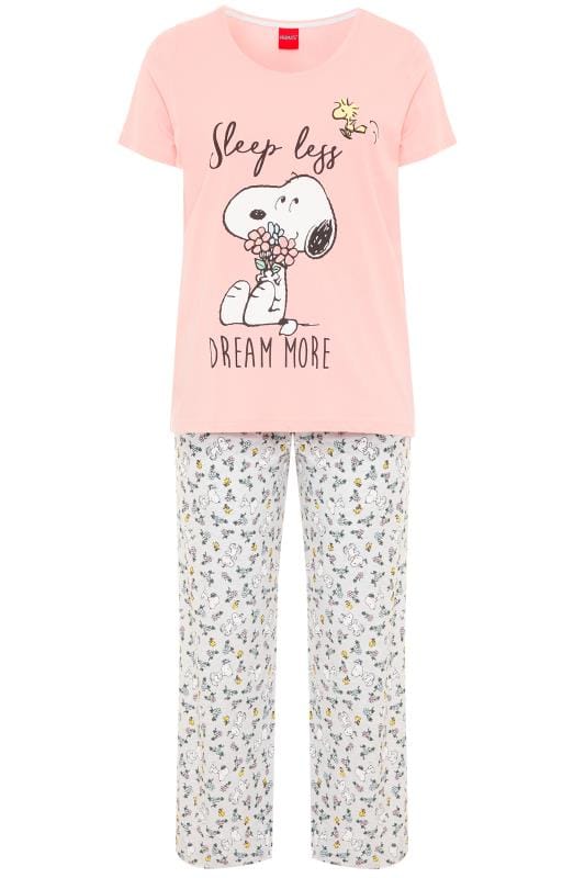 Pink Snoopy Slogan Pyjama Set Yours Clothing