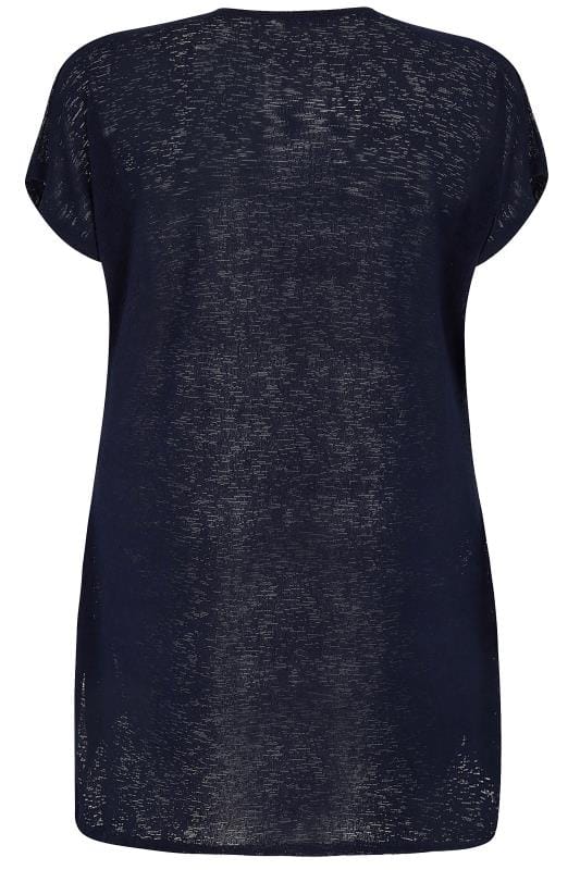 Plus Size Curve Navy Blue Short Sleeve Cardigan | Yours Clothing 5