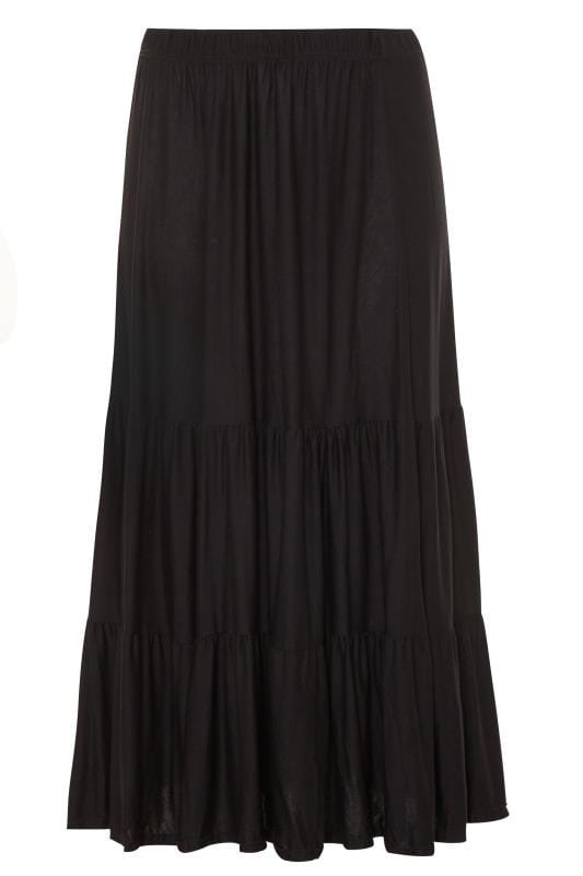 Black Tiered Maxi Skirt | Yours Clothing