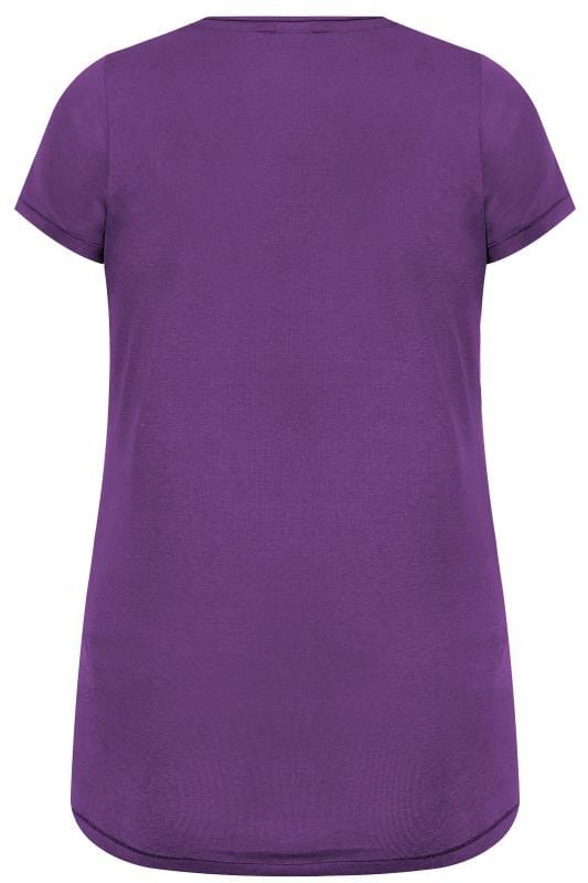 Purple V Neck Plain T Shirt Yours Clothing