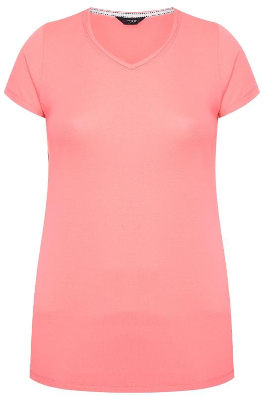 pink v neck t shirt