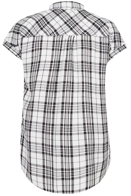 White & Black Checked Shirt With Short Grown-On Sleeves & Metallic Detail, Plus size 16 to 36 4