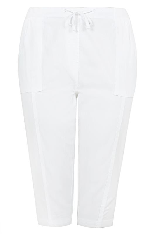 Curve White Cool Cotton Cropped Trousers 4