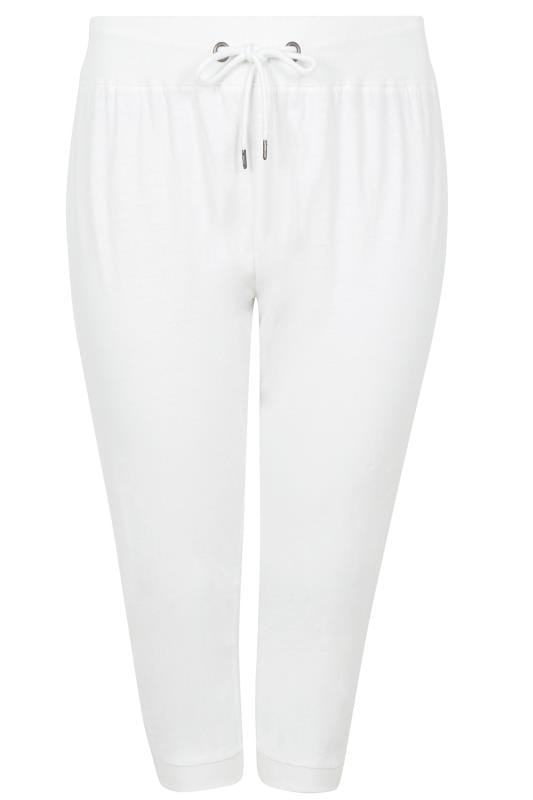 white cropped joggers