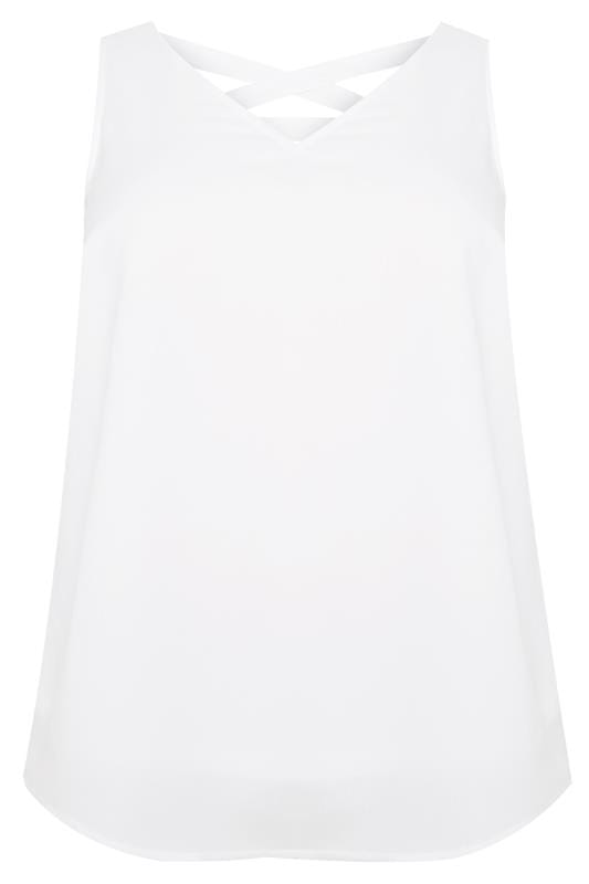Plus Size White Cross Back Cami | Sizes 16 to 36 | Yours Clothing
