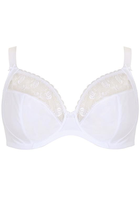 White Embroidered Non Padded Bra With Lace Detail Plus Size Yours 2059