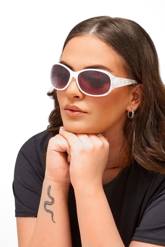 White Filigree Sunglasses | Yours Clothing 1