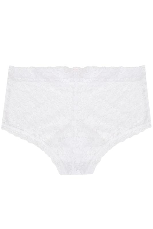 Curve White Floral Lace Mid Rise Shorts 3