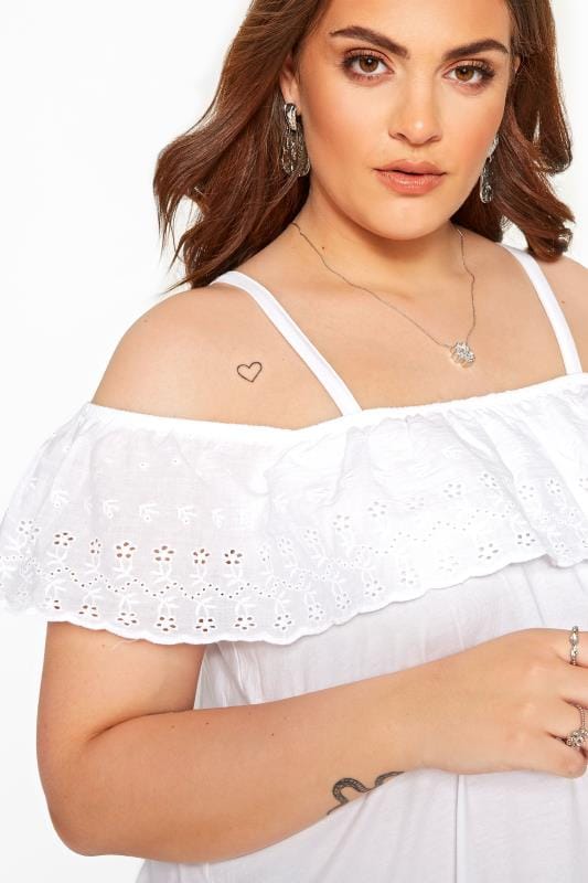 white broderie anglaise top plus size