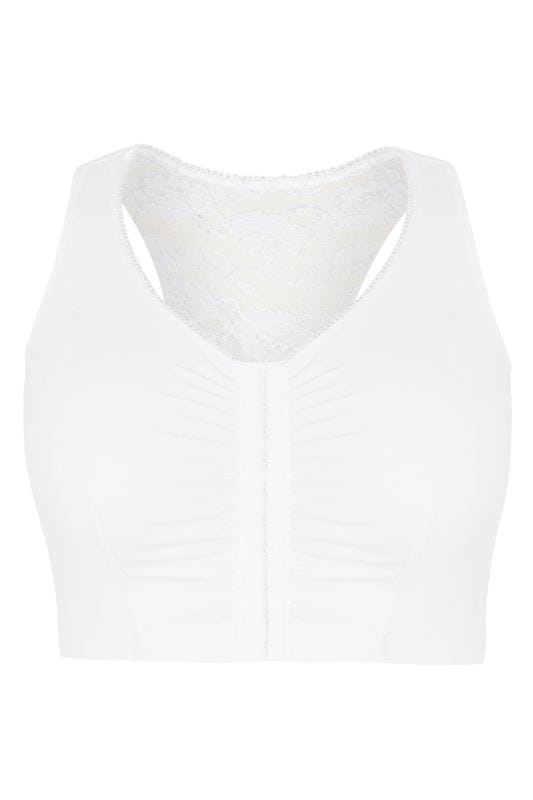White Non-Wired Front Fastening Bra | Yours Clothing 3