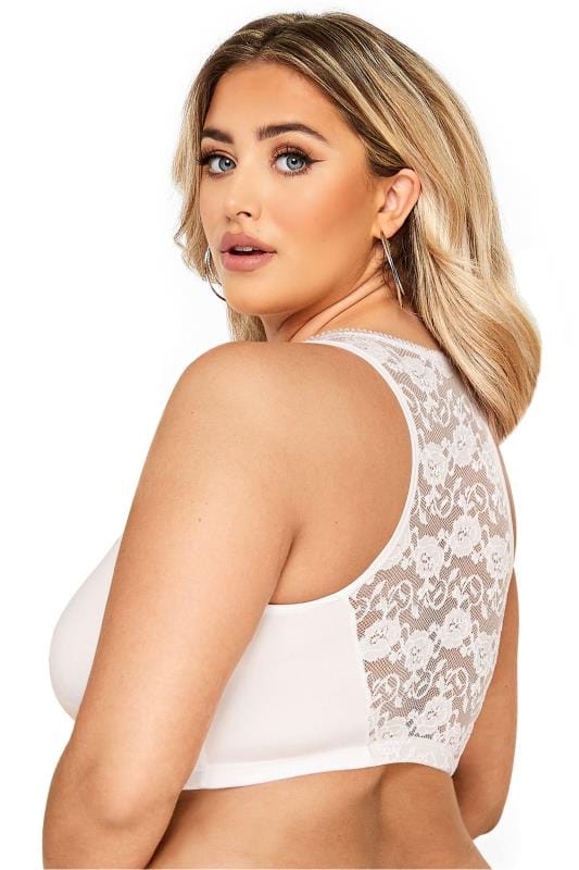 White Non-Wired Front Fastening Bra | Yours Clothing 2