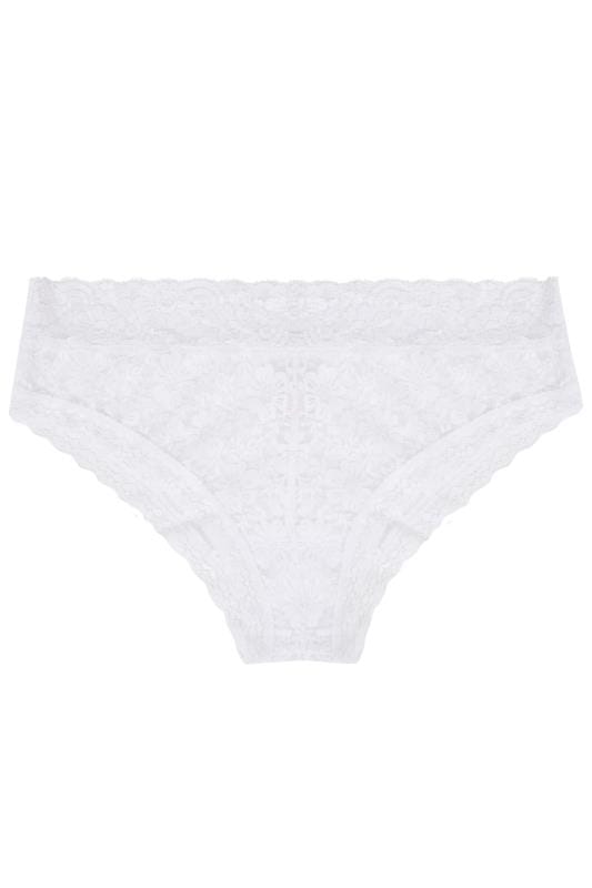 White Lace Low Rise Brazilian Knickers | Yours Clothing 2