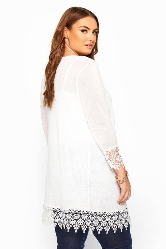 White Lace Trim Cardigan | Yours Clothing