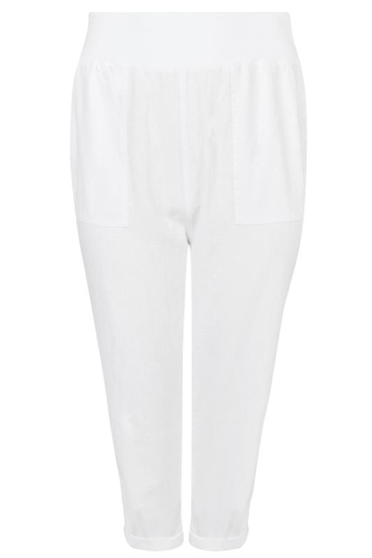 white tapered trousers