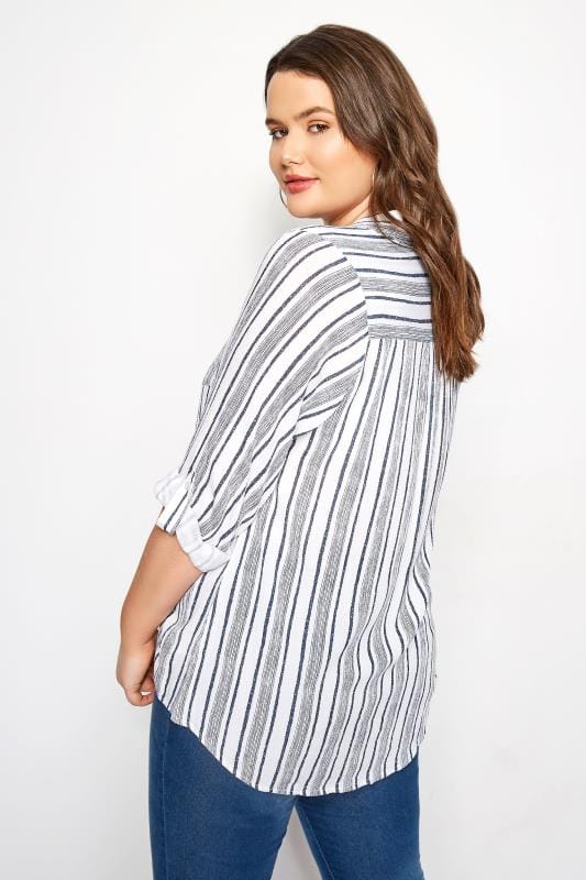 White & Navy Striped Shirt With Tie Front, Plus size 16 to 36 | Yours ...