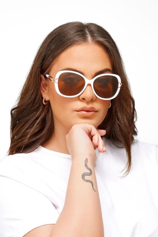 Plus Size Sunglasses White Oversized Knot Sunglasses