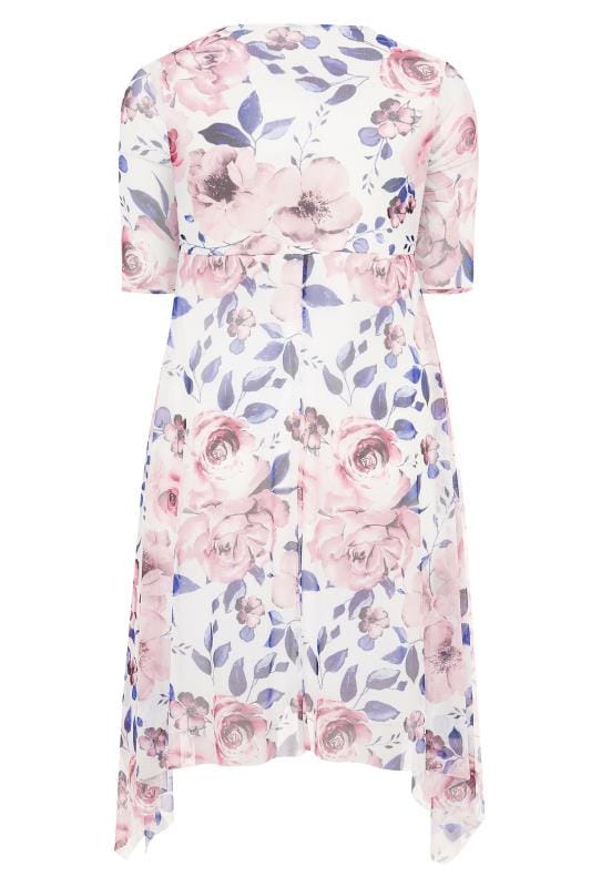 YOURS LONDON White Floral Print Mesh Wrap Dress | Yours Clothing