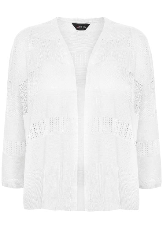 Plus Size White Pointelle Cropped Cardigan | Sizes 16 to 36 | Yours ...