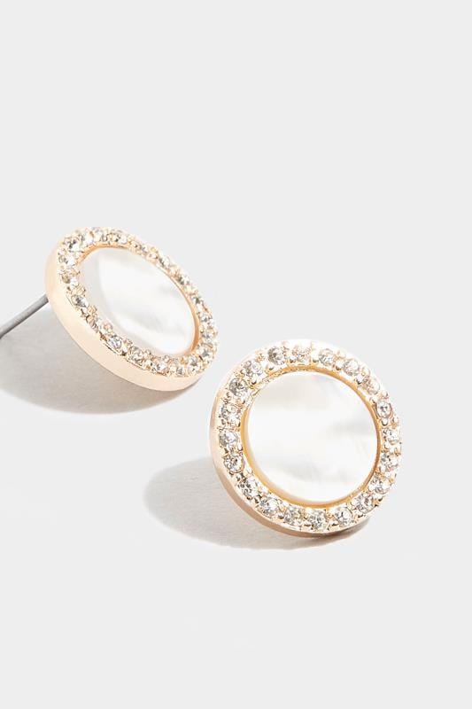 White Circle Sparkle Stud Earrings | One Size | Yours Clothing 2