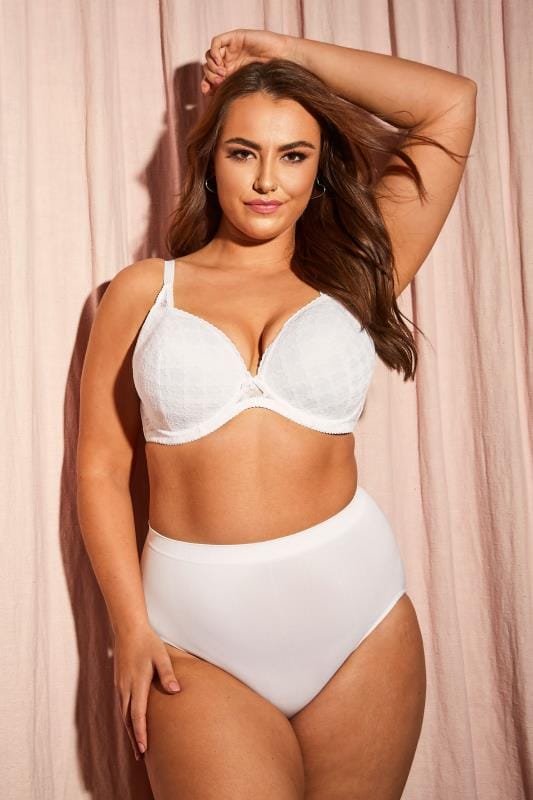 Plus Size White Seamless Light Control High Waisted Full Briefs | Yours Clothing 1