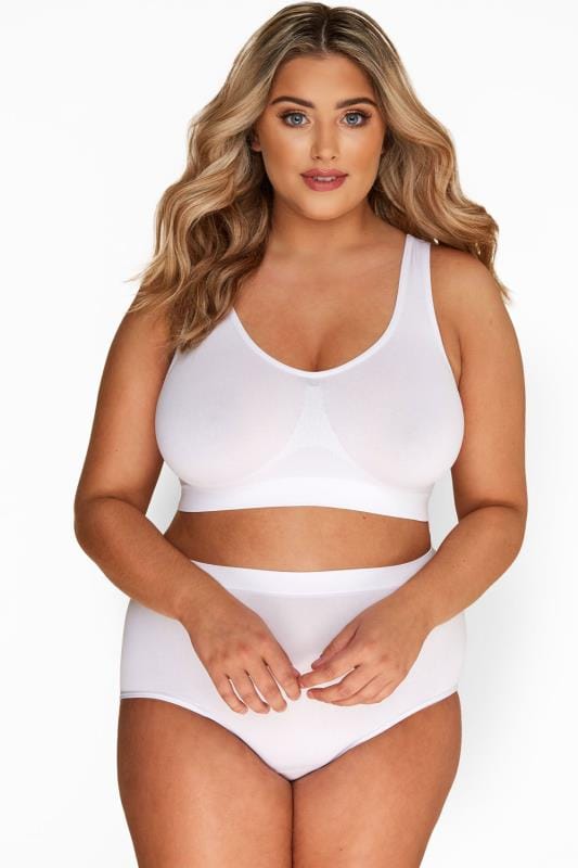 Plus Size Non-Padded Bras White Seamless Non-Padded Non-Wired Bralette