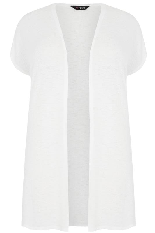 White Short Sleeve Cardigan | Plus 