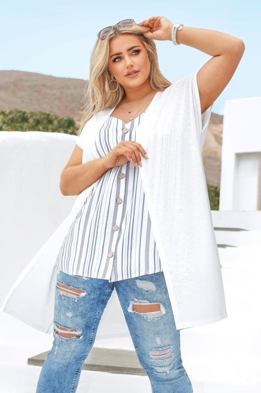 Cardigans Grande Taille Curve White Short Sleeve Cardigan