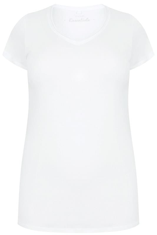 Plus Size YOURS FOR GOOD White Short Sleeved V-Neck Basic T-Shirt | Yours Clothing 4