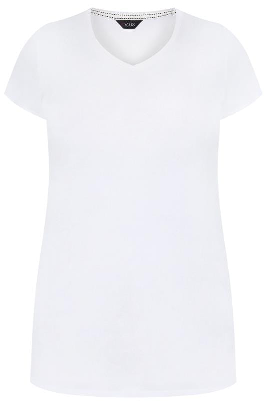 Plus Size White V-Neck T-Shirt | Sizes 16 to 36 | Yours Clothing
