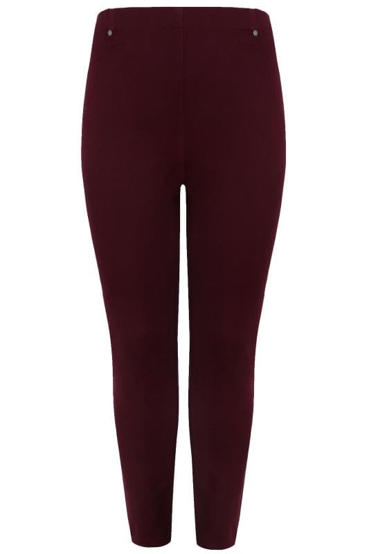 Wine Pull On JENNY Jeggings, Plus size 16 to 36