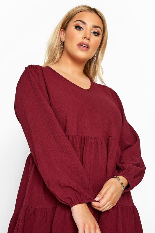 Curve Wine Red Tiered Smock Blouse_20c9.jpg