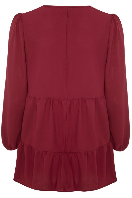 Curve Wine Red Tiered Smock Blouse_53c8.jpg