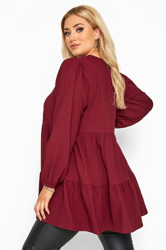 Curve Wine Red Tiered Smock Blouse_aefb.jpg