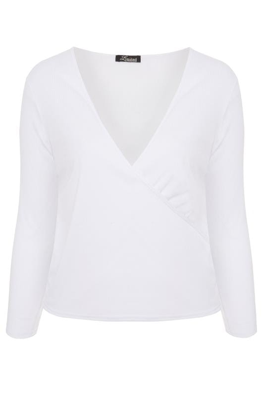 LIMITED COLLECTION White Ribbed Wrap Top | Yours Clothing