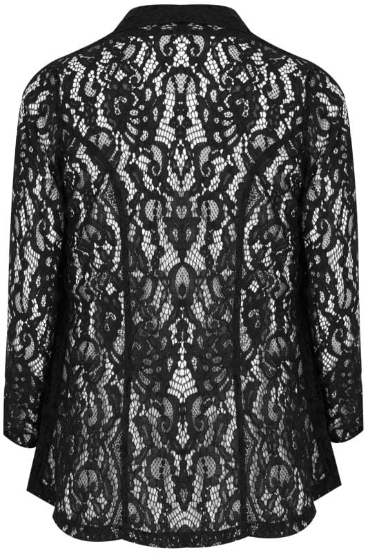 YOURS LONDON Black Corded Lace Jacket, Plus size 16 to 32 | Yours Clothing