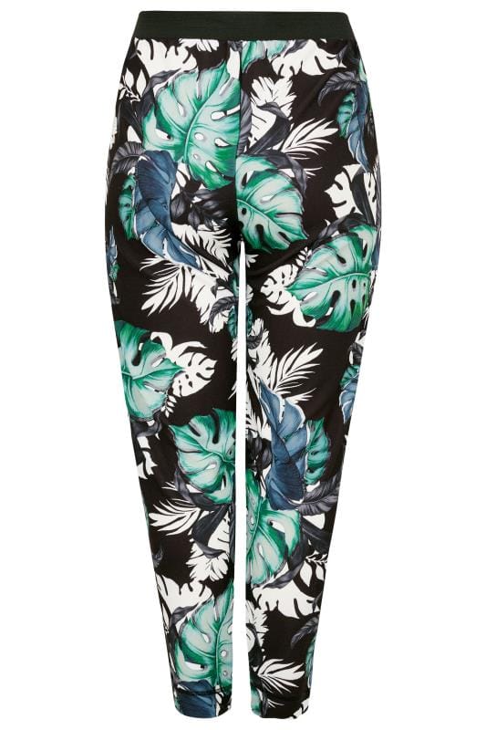 YOURS LONDON Black & Green Tropical Tapered Trousers, Plus size 16 to 36