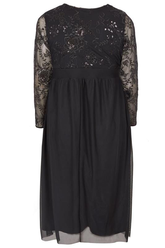 YOURS LONDON Black Sequin Embellished Lace Dress, Plus size 16 to 32 ...