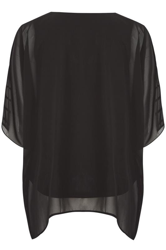 YOURS LONDON Black Square Sequin Cape Top | Yours Clothing 6