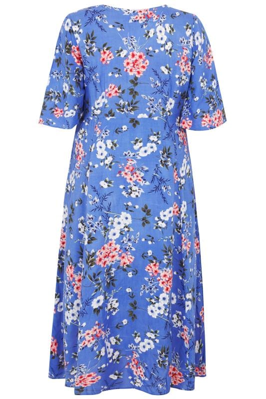 YOURS LONDON Blue Floral Wrap Maxi Dress | Plus Size 16 to 36 | Yours Clothing 5