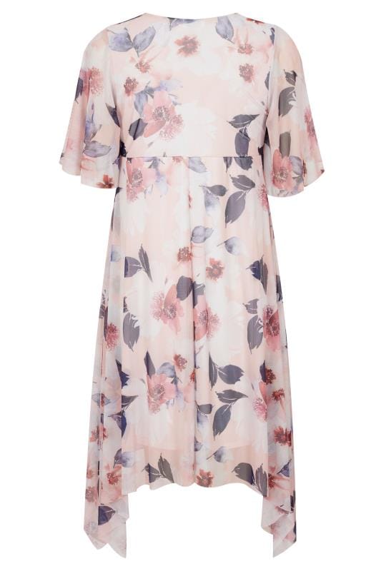 YOURS LONDON Midi-Kleid mit Blumendruck - Rosa, große 